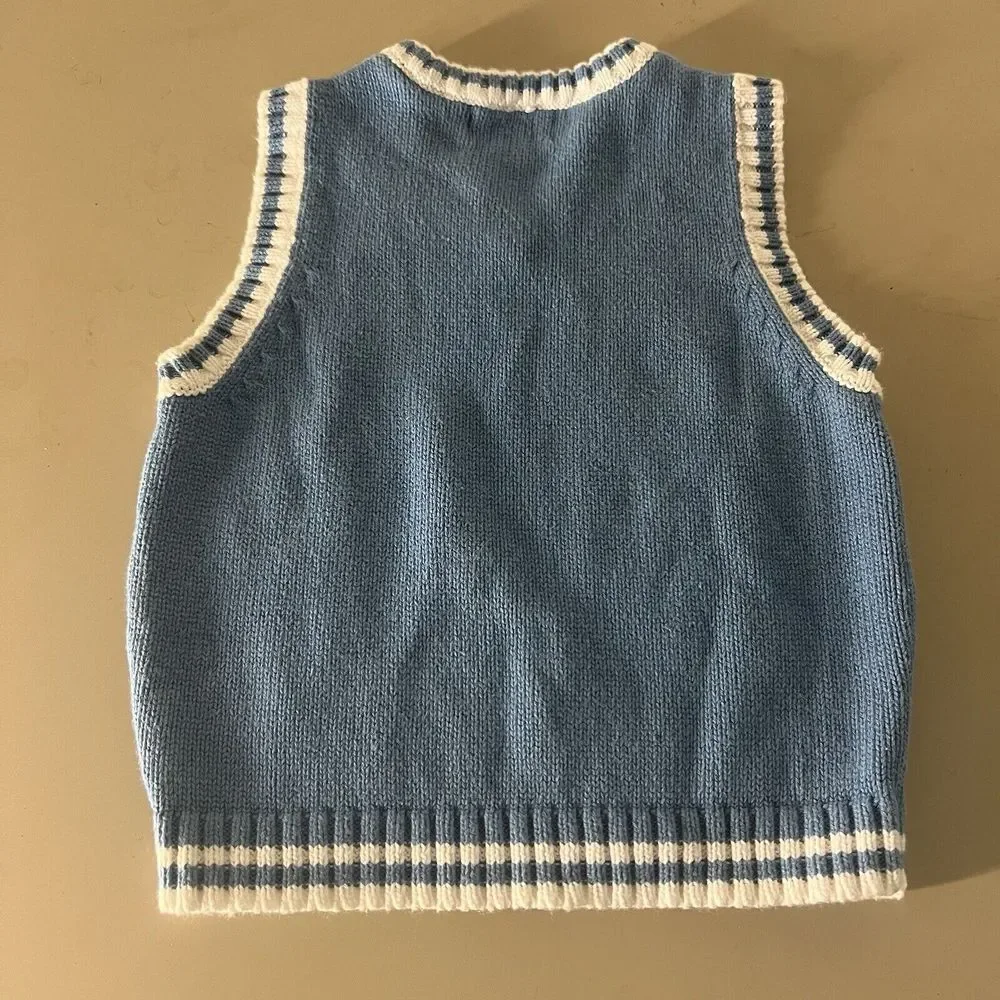 Childrens‎ Place Sweater Vest Boys Size 18 Mos Pullover Blue Casual V-neck